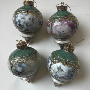 VTG The Bradford Exchange 1998 Hummingbird Series Ceramic 4” Ornaments Set of 4